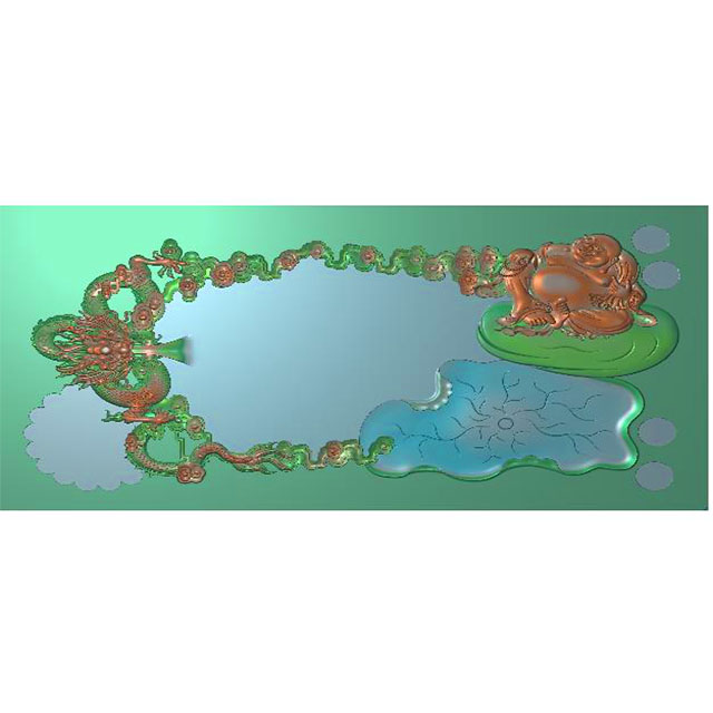 精品龙茶盘图雕刻图（LFCP-004-）展示