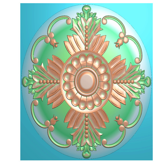 欧式洋花精雕图浮雕图雕刻机图圆形洋花（YX-211）展示