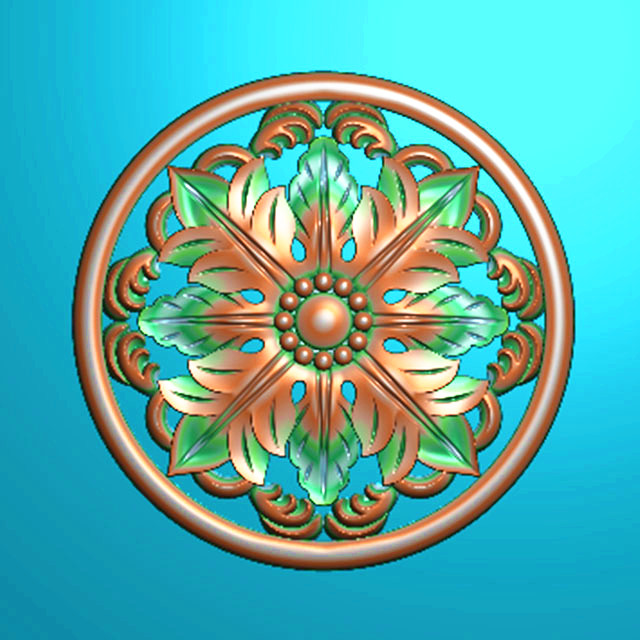 欧式洋花精雕图浮雕图雕刻机图圆形洋花（YX-258）展示