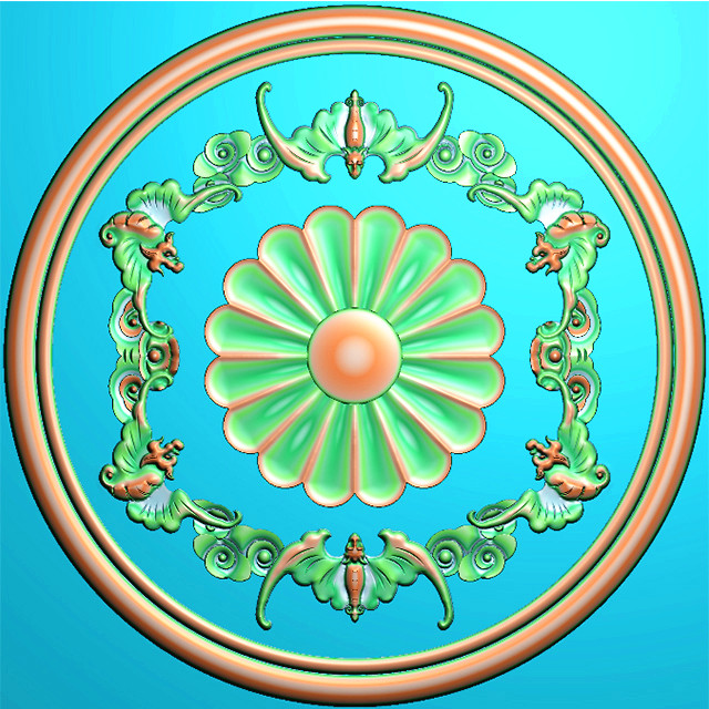 欧式圆形洋花门花浮雕图精雕图雕刻图案（YX-370）展示