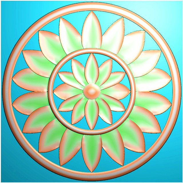 欧式圆形洋花门花浮雕图精雕图雕刻图案（YX-387）展示