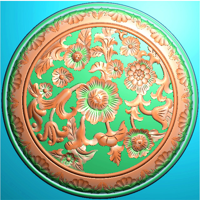 欧式圆形洋花门花浮雕图精雕图雕刻图案（YX-398）展示