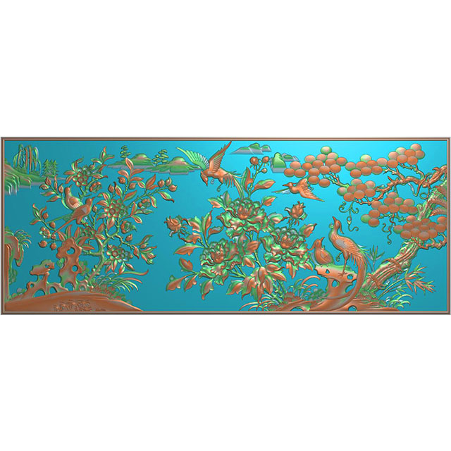 花鸟精雕图浮雕图雕刻图（HN-234）展示