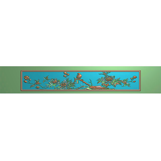 梅兰竹菊花鸟精雕图浮雕图雕刻图（HN-236）展示