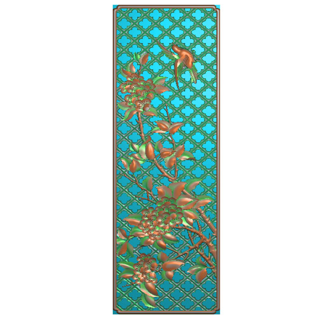 梅花鸟精雕图,花鸟浮雕图,飞鸟雕刻图（HN-503-）展示