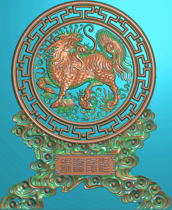麒麟摆件精雕图,麒麟摆件浮雕图,麒麟祥云摆件雕刻图,麒麟摆件精雕图（bj-836）展示