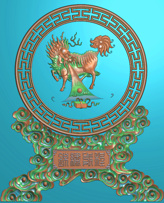 麒麟摆件精雕图,麒麟摆件浮雕图,麒麟祥云摆件雕刻图,麒麟摆件精雕图（bj-844）展示