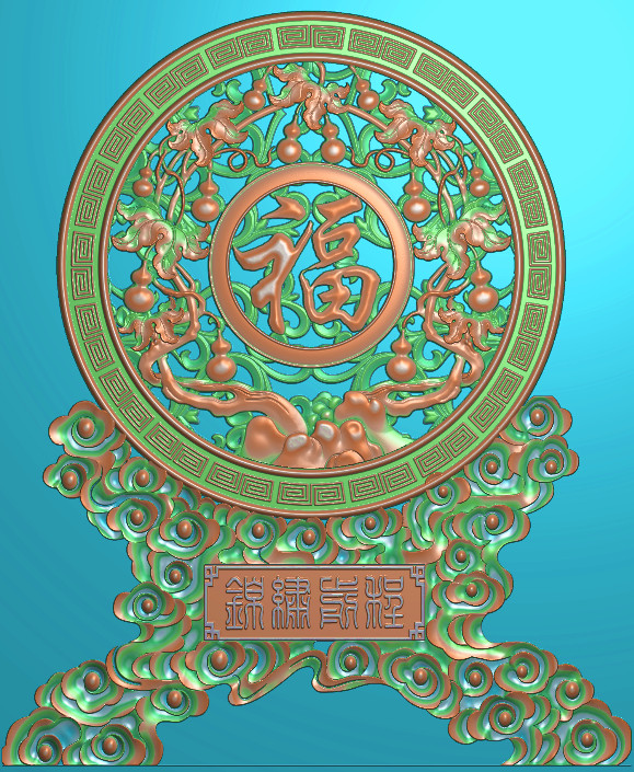 葫芦摆件精雕图,葫芦摆件浮雕图,葫芦雕刻图,葫芦回纹精雕图（bj-868）展示