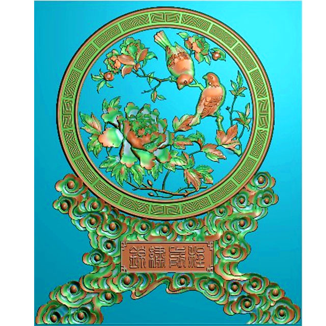 凤凰摆件精雕图,双凤浮雕图,凤雕刻图,凤回纹精雕图（bj-888）展示