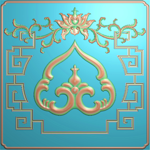 方形洋花浮雕图,洋花精雕图,洋花雕刻图（FX-920）展示