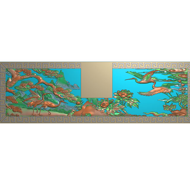 松鹤精雕图,山水浮雕图,牡丹雕刻图（HN-524）展示