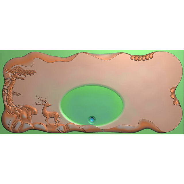 松鹤茶盘精雕图,松鹤茶盘浮雕图,松鹤茶盘雕刻图,茶盘茶台（SHCP-111）展示