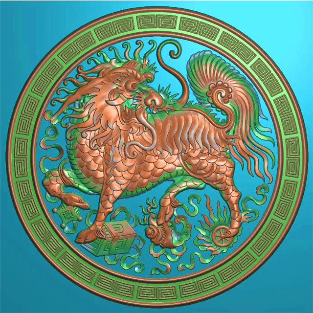 麒麟挂件挂匾挂屏精雕图,挂件挂屏挂匾浮雕图,挂屏挂匾雕刻图,挂屏加工图（GJ-045）展示