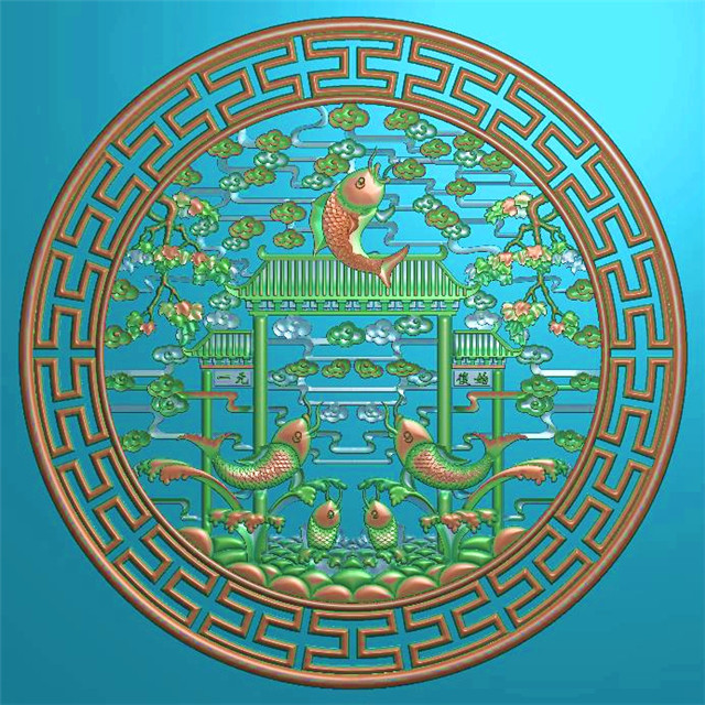 鲤鱼挂件挂匾挂屏精雕图,挂件挂屏挂匾浮雕图,挂屏挂匾雕刻图（GJ-104）展示