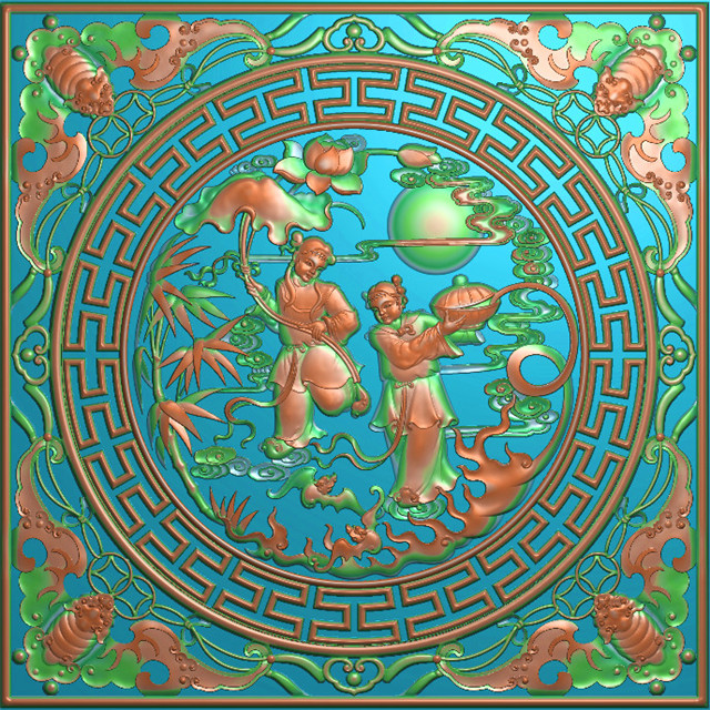 童子人物挂件挂匾挂屏精雕图,挂件挂屏挂匾浮雕图,挂屏挂匾雕刻图（GJ-112）展示