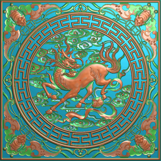 麒麟挂件挂匾挂屏精雕图,挂件挂屏挂匾浮雕图,挂屏挂匾雕刻图（GJ-128）展示