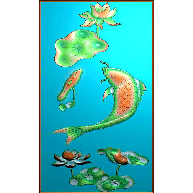 鱼精雕图,鱼浮雕图,鱼雕刻图,鱼加工图（Y-322）展示