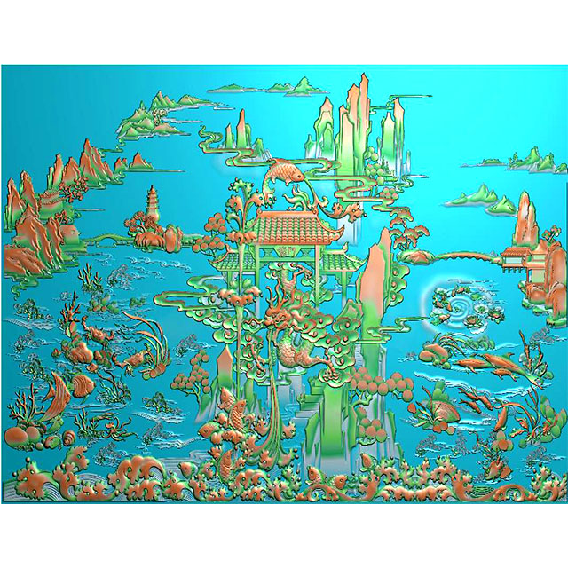 鱼精雕图,鱼浮雕图,鱼雕刻图,鱼加工图（Y-325）展示
