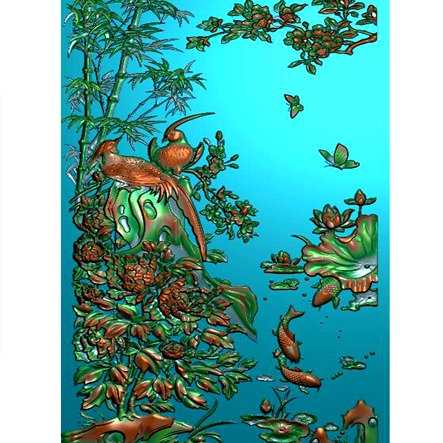 石材玉雕背景墙浮雕图（YD-33）展示