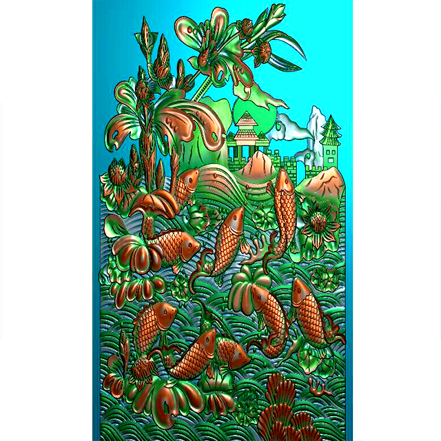 材玉雕背景墙浮雕图（YD-47）展示