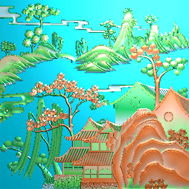 山水建筑精雕图（SSJZ-453）展示