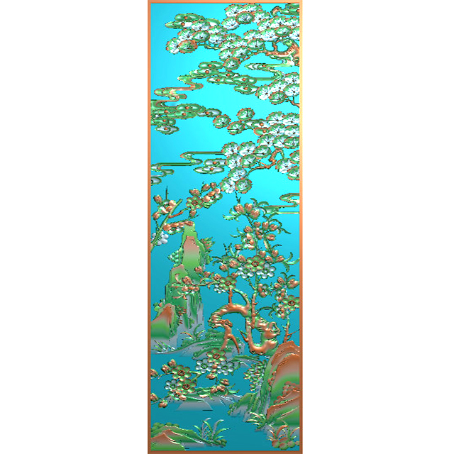 山水建筑背景墙浮雕图（SSJZ-468）展示