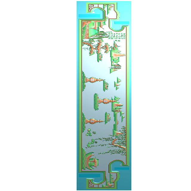 山水建筑背景墙浮雕图（SSJZ-2001）展示