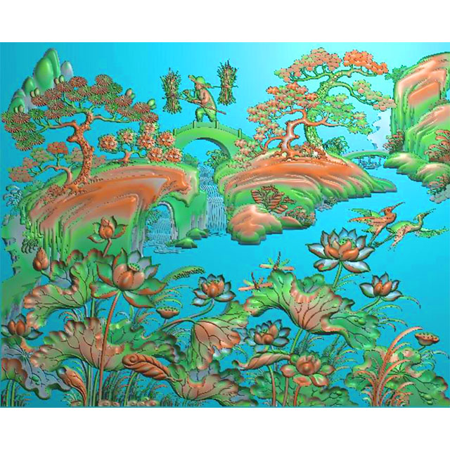 山水建筑浮雕图（SSJZ-205）展示
