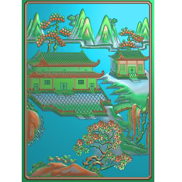 山水建筑精雕图（SSJZ-3057）展示