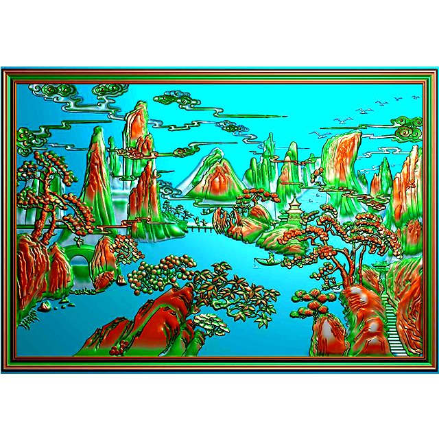 材玉雕背景墙精雕图（YD-79）展示