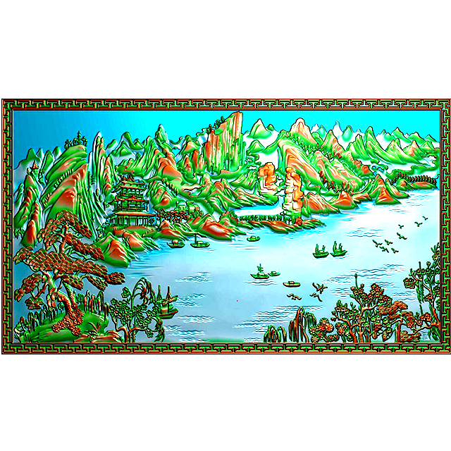 材玉雕背景墙精雕图（YD-80）展示