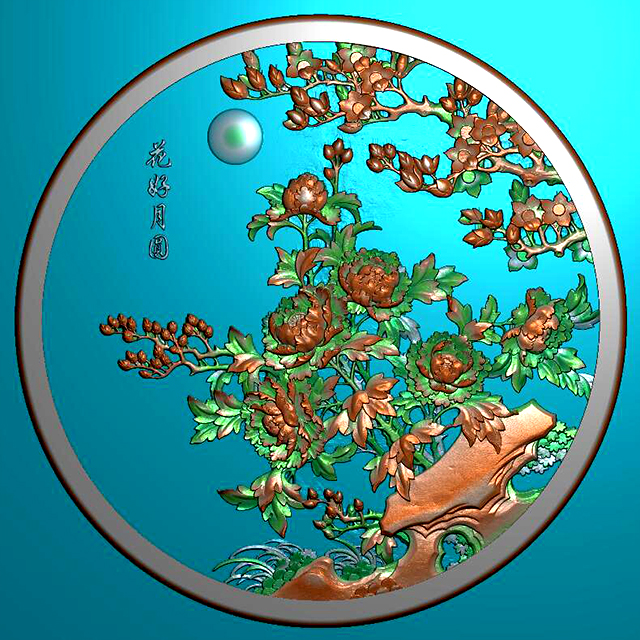 石材玉石背景墙精雕图（YD-198）展示