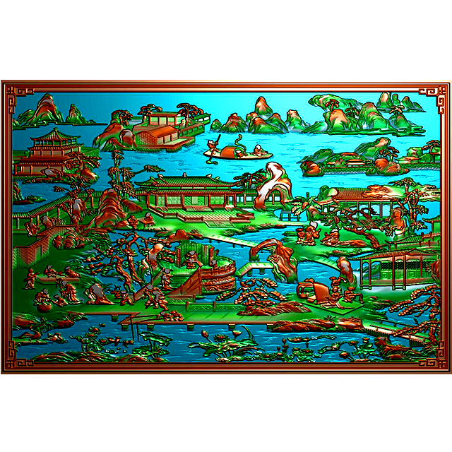 石材玉石背景墙雕刻图（YD-155）展示