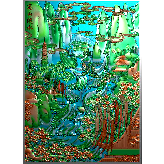 石材玉石背景墙雕刻图（YD-163）展示