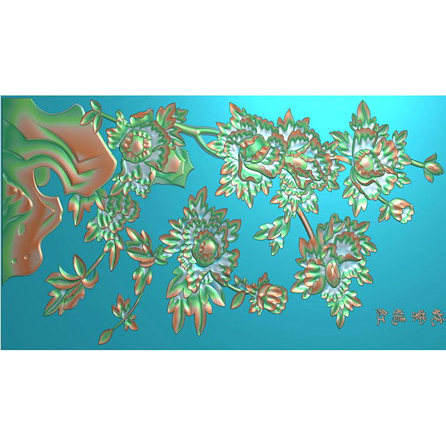 牡丹花鸟精雕图（MD-015）展示