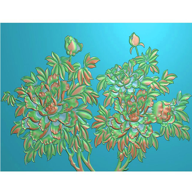 牡丹花鸟石头精雕图（MD-020）展示