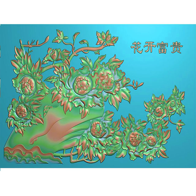 牡丹花鸟石头精雕图（MD-030）展示