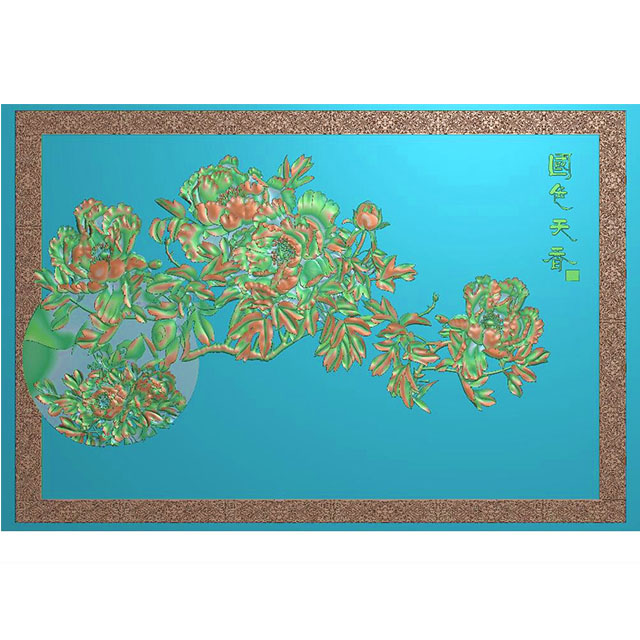 牡丹花鸟石头精雕图（MD-039）展示
