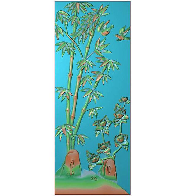 牡丹花鸟石头精雕图（MD-048）展示