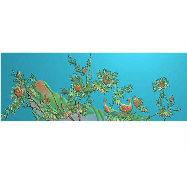 牡丹花鸟石头精雕图（MD-050）展示