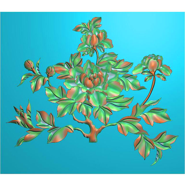 花鸟牡丹石头精雕图（MD-073）展示