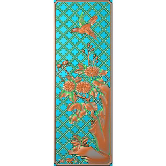 花鸟牡丹石头精雕图（MD-080）展示