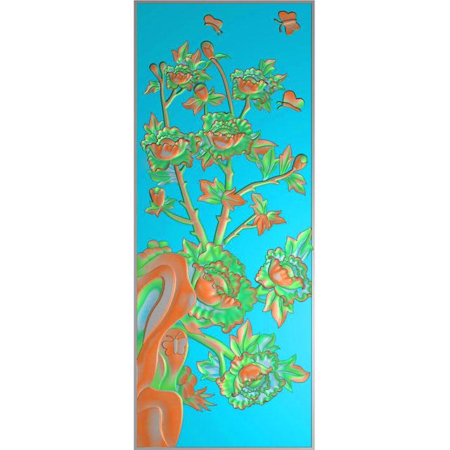 花鸟牡丹石头精雕图（MD-081）展示