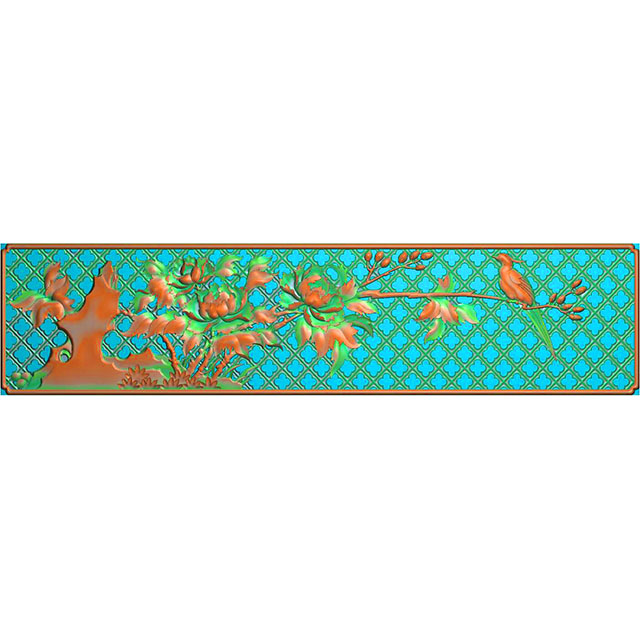 花鸟牡丹花草石头精雕图（MD-085）展示