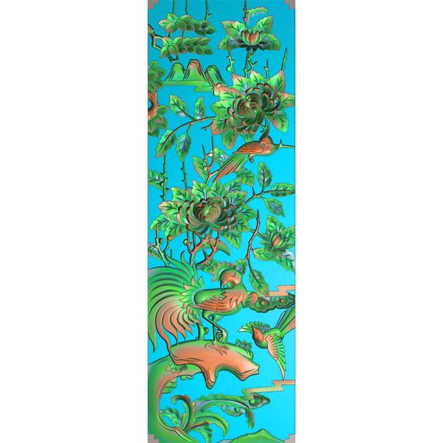 花鸟牡丹花草石头精雕图（MD-104）展示