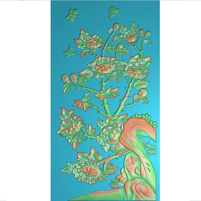 花鸟牡丹花草石头精雕图（MD-112）展示