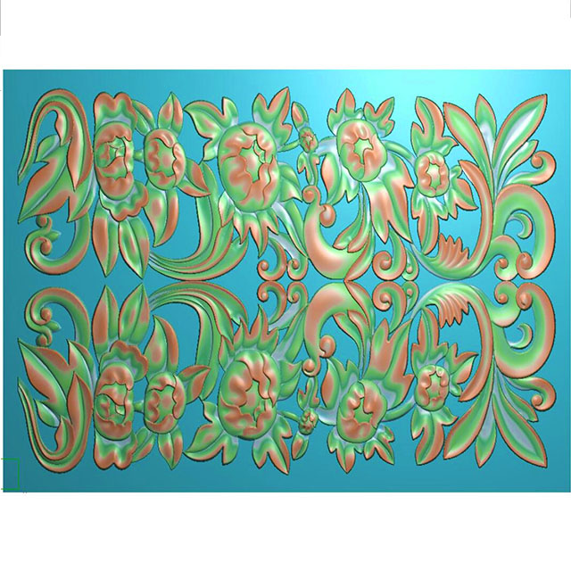 牡丹花鸟花草石头浮雕图（MD-166）展示