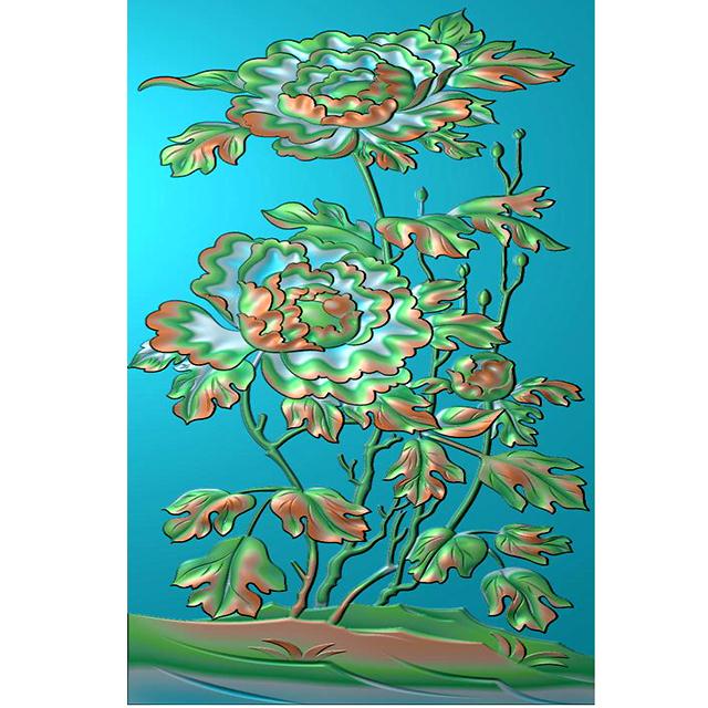 牡丹花鸟花草石头浮雕图（MD-181）展示
