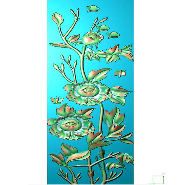 牡丹花鸟花草石头浮雕图（MD-183）展示
