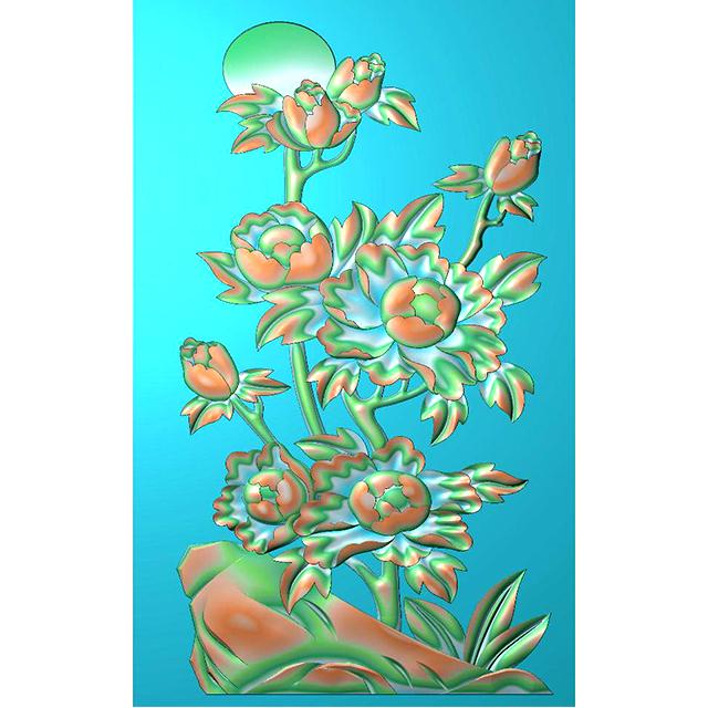 牡丹花鸟花草石头浮雕图（MD-184）展示
